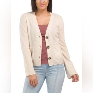 BRODIE CASHMERE 100% Cashmere Crochet Back Cardigan
